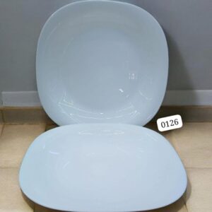 6 Pcs White Ceramic Square Plate 11 Inches 0126