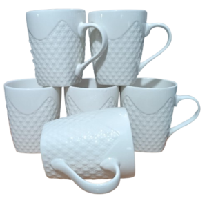 6 Pcs White Ceramic Mug 7007