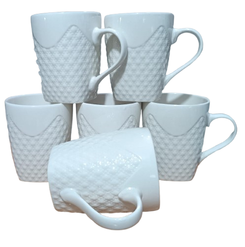 6 Pcs White Ceramic Mug 7007