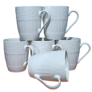 6 Pcs Ceramic White Mug 8887