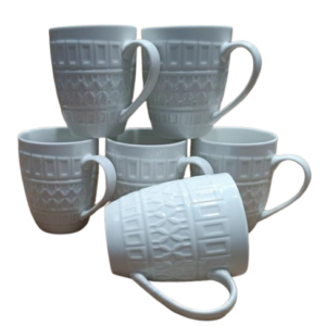 6 Pcs White Ceramic Mug 7065