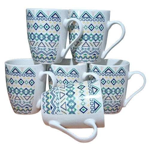6 Pcs Stylish Ceramic Mug White 1327