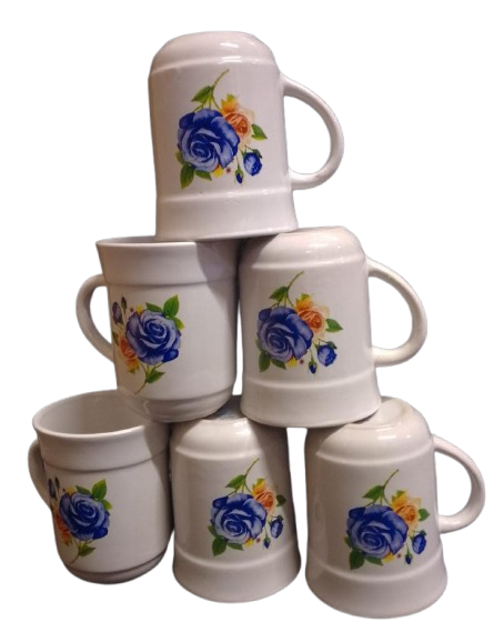 6 Pcs 1408 Floral White Ceramic Mug Ksh 600