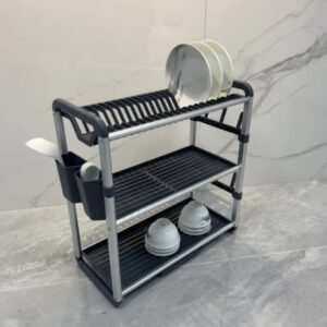 3 Tier Dish Rack Modern Slick Design With Cutlery Holder