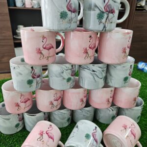 6 Pcs Gold Rimed Ceramic Mugs