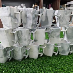 6 Pcs Ceramic Mugs Grey Square GS1