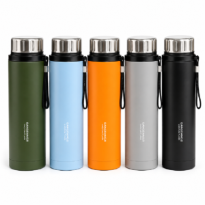 1 Litre Stainless Steel Vacuum Flask with Carry Strap