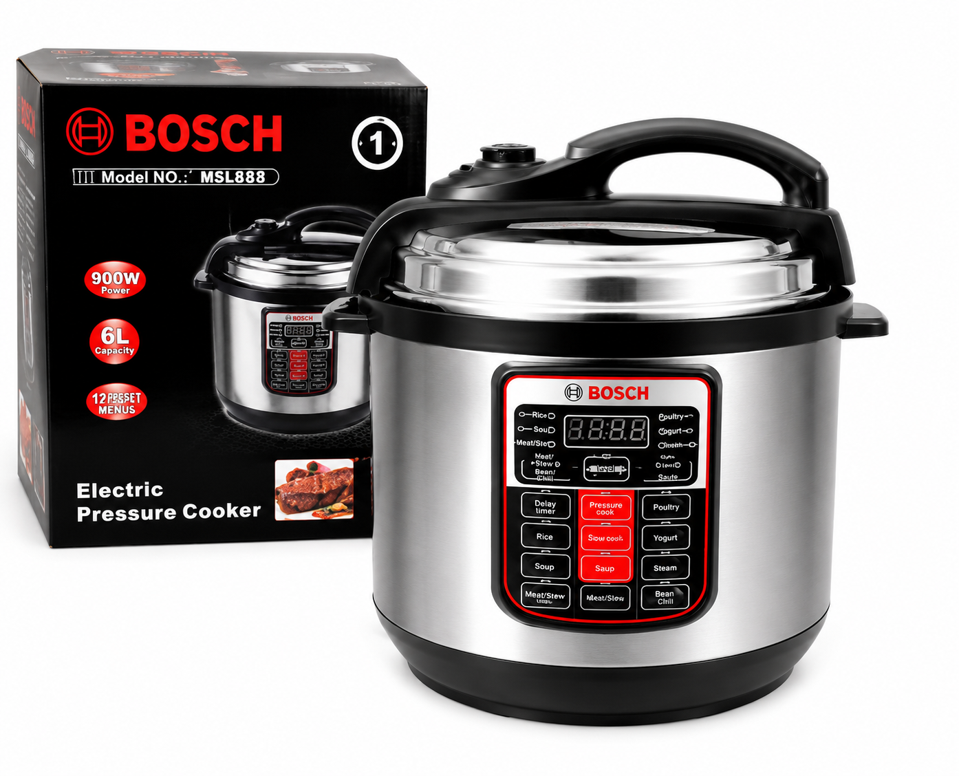 Bosch 6L Electric Pressure Cooker 12 Preset Menus