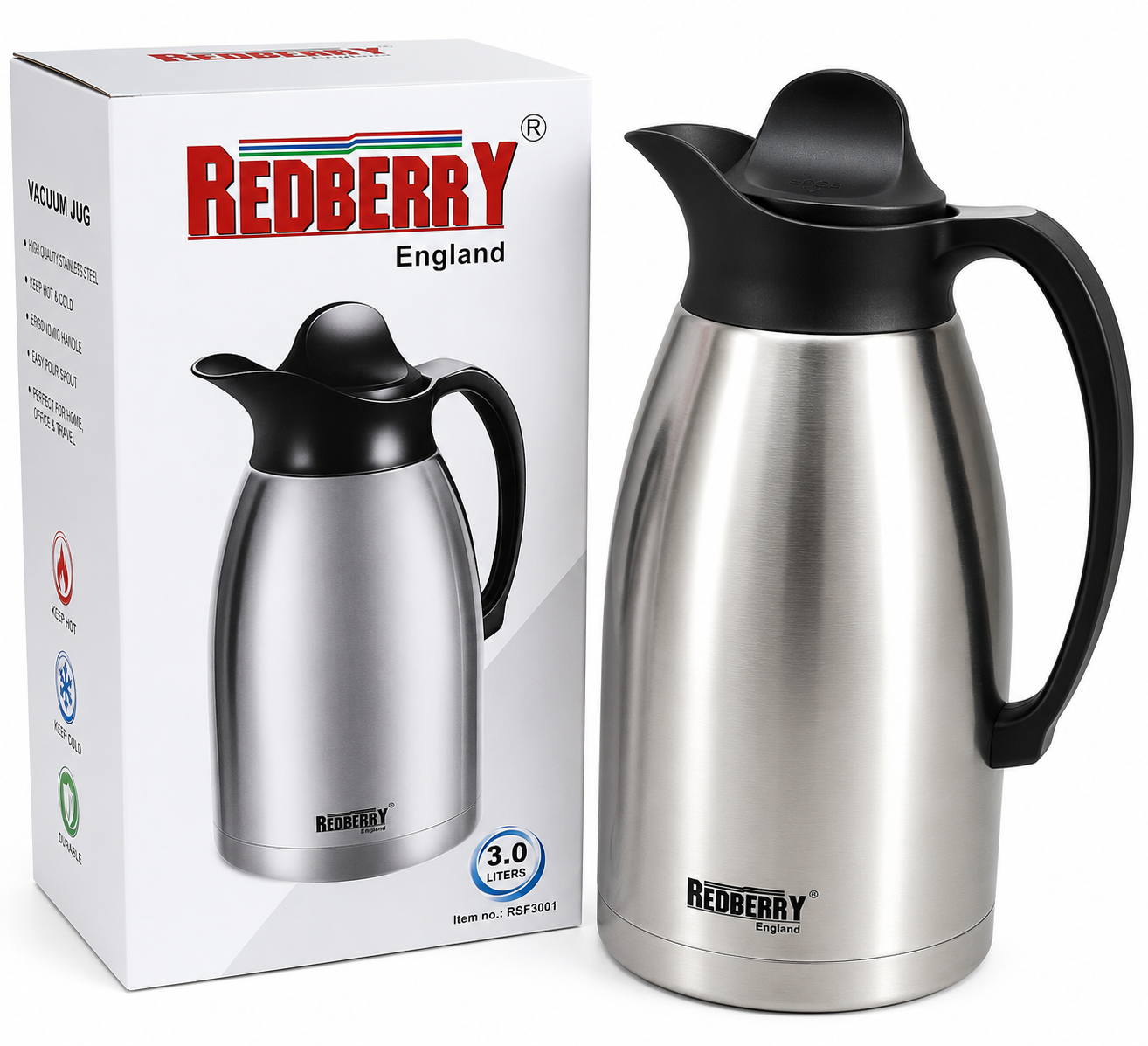 Redberry Vacuum Flask 3 Litres Stainless Steel