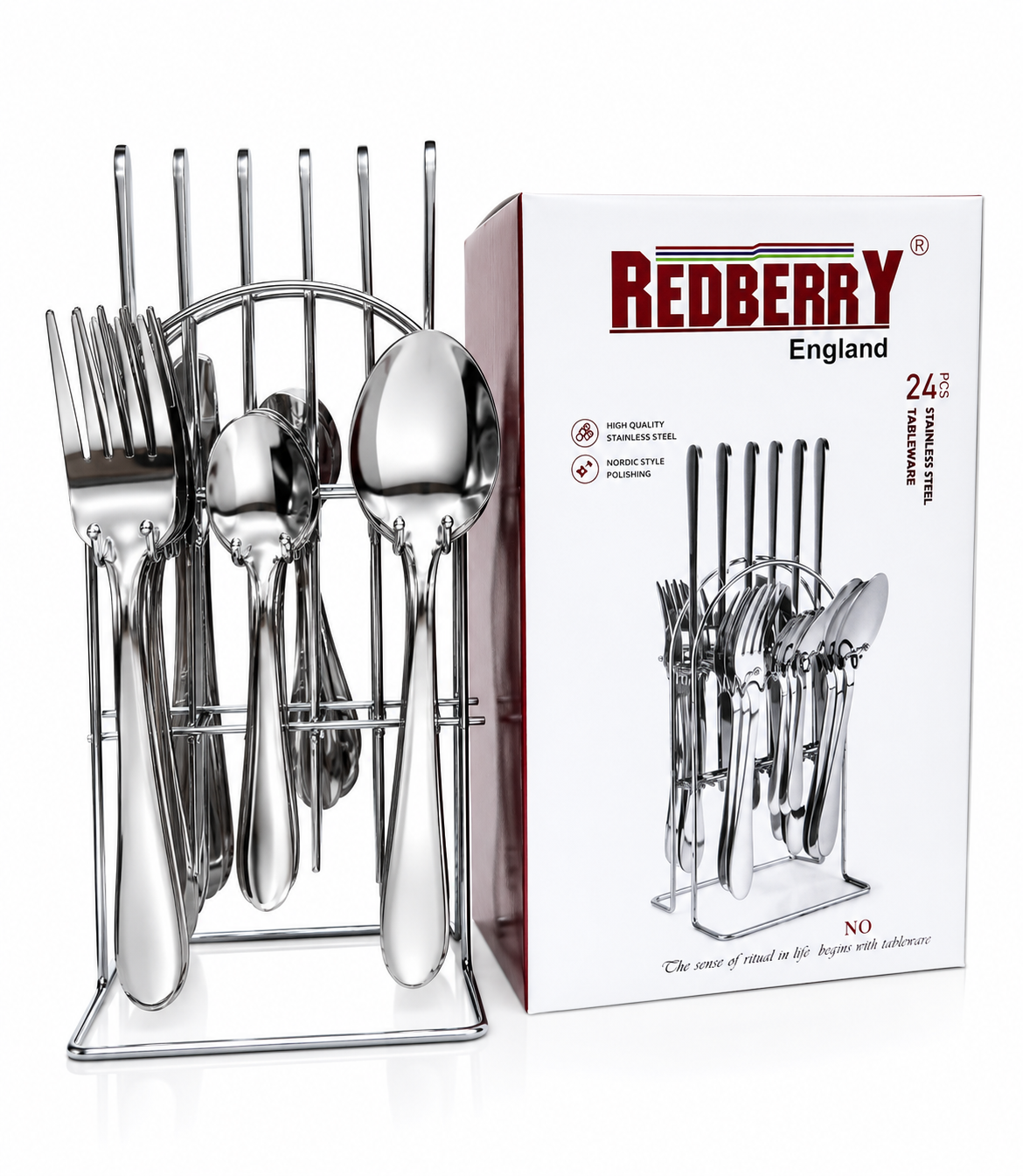 Redberry England 24-Piece Stainless Steel Cutlery Set
